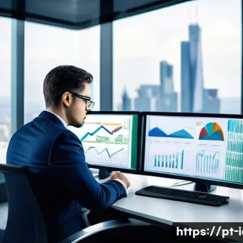 CFA 자격증으로 보험 업계 진출 - A professional insurance analyst in a modern office setting, focused intently on multiple digital fi...