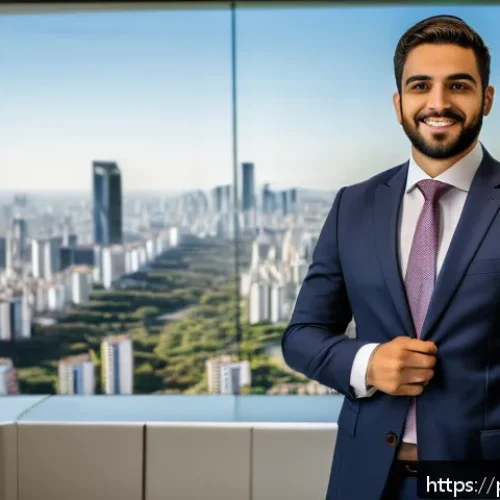 CFA 직무 연봉 협상 팁 - A professional Brazilian financial analyst in a modern S&atilde;o Paulo office, dressed in formal business ...