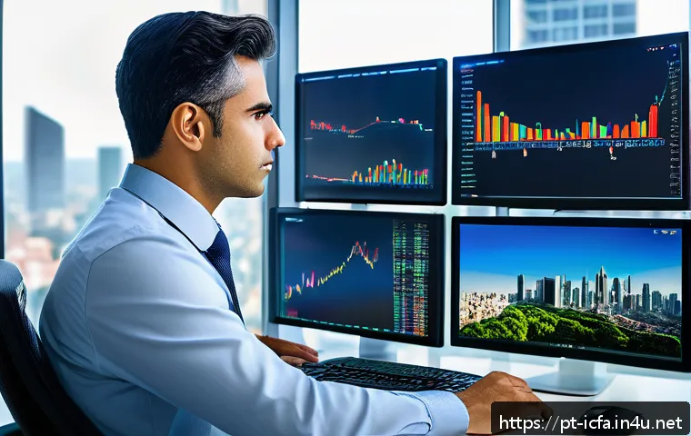 CFA 이론과 실무의 차이 - A professional Brazilian financial analyst in a modern office environment, reviewing complex financi...